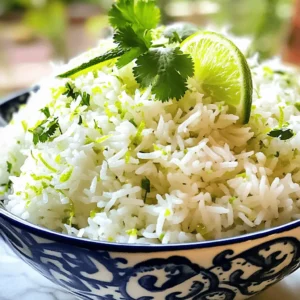 - 1 cup jasmine rice - 1 cup coconut milk - 1/2 cup water - Zest of 1 lime - 1 tablespoon sugar - 1/2 teaspoon salt - 2 tablespoons fresh cilantro (for garnish) First, rinse your jasmine rice under cold water. This step removes extra starch and keeps the rice from getting gummy. Rinsing helps the grains stay fluffy. After rinsing, combine the rice with coconut milk, water, lime zest, sugar, and salt in a medium saucepan. Next, bring the mixture to a gentle boil over medium-high heat. Once it's boiling, reduce the heat to low and cover the saucepan with a lid. Let it simmer for about 15 to 20 minutes. This time allows the rice to absorb the liquid and become tender. After cooking, remove the saucepan from the heat and let it sit, covered, for an extra 5 minutes. This resting time is key to letting the flavors blend well. To achieve the right texture, avoid lifting the lid while the rice cooks. This keeps the steam inside, which is crucial for fluffy rice. The resting time after cooking also helps. It allows the grains to firm up and separate. You can adjust the sweetness by adding more sugar if you like it sweeter. Additionally, adding extra lime zest before serving can boost the bright, fresh flavor. This small touch makes a big difference in taste. For a full recipe, check out Coconut Lime Rice Delight. You can easily change the flavor of coconut lime rice. Try adding spices for a twist. Ginger gives a warm, spicy kick. Chili adds some heat for those who like it hot. You can also swap jasmine rice for brown rice. Brown rice adds a nutty taste and more fiber. Just remember that brown rice takes longer to cook, so adjust your time. Coconut lime rice goes well with many dishes. Pair it with grilled chicken or shrimp for a tasty meal. It also complements roasted vegetables nicely. For a fun twist, serve it in a bowl topped with fresh mango or avocado. You can even use it as a base for a rice salad. Just mix in some beans, corn, or diced peppers for extra flavor. Enjoy exploring these ideas from the Full Recipe! Coconut lime rice stays fresh in the fridge for up to four days. To store it properly, let the rice cool completely. Then, place it in an airtight container. This helps keep the flavors intact and prevents it from drying out. When reheating, the best method is to use the stovetop. Add a splash of water or coconut milk to keep it moist. Heat over low heat, stirring gently. This method warms the rice evenly. Avoid the microwave if possible. It can make the rice soggy. If you must use the microwave, cover the rice with a damp paper towel. This helps trap steam. Enjoy your coconut lime rice again without losing that delightful flavor! For the full recipe, check the details above. {{image_2}} Ingredient list with measurements: - 1 cup jasmine rice - 1 cup coconut milk - 1/2 cup water - Zest of 1 lime - Juice of 1 lime - 1 tablespoon sugar (optional) - 1/2 teaspoon salt - 2 tablespoons fresh cilantro, chopped (for garnish) Detailed cooking instructions: 1. Rinse the jasmine rice under cold running water until the water runs clear. This step removes extra starch. 2. In a medium saucepan, combine the rinsed rice, coconut milk, water, lime zest, lime juice, sugar, and salt. Stir well to mix. 3. Bring the mixture to a gentle boil over medium-high heat. Once boiling, lower the heat to low and cover. 4. Let the rice simmer for about 15-20 minutes. All the liquid should be absorbed, and the rice must be tender. 5. After cooking, remove the saucepan from heat. Let it sit, covered, for an extra 5 minutes. This step helps the flavors mingle. 6. Fluff the rice gently with a fork. Then, stir in the chopped cilantro for a fresh taste. 7. Taste the rice and adjust the sweetness if you want. Add more sugar if desired. I love serving this coconut lime rice in a lovely bowl. Garnish with extra lime zest and cilantro on top. It pairs well with grilled chicken, shrimp, or veggies. Enjoy! Coconut lime rice is a simple yet tasty dish. You learned about the key ingredients and how to prepare them. I shared cooking tips to get the right texture and flavor. You can also explore fun variations and how to serve it. Lastly, I provided storage and reheating advice. Enjoy making this dish your own and impressing everyone at your table. Happy cooking!